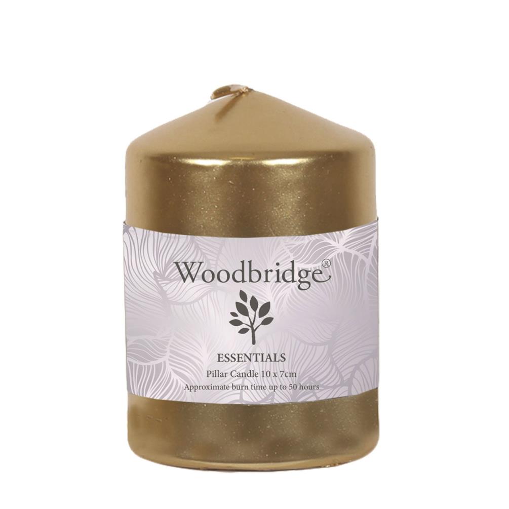 Woodbridge Gold Metallic Pillar Candle 10cm x 7cm £3.59